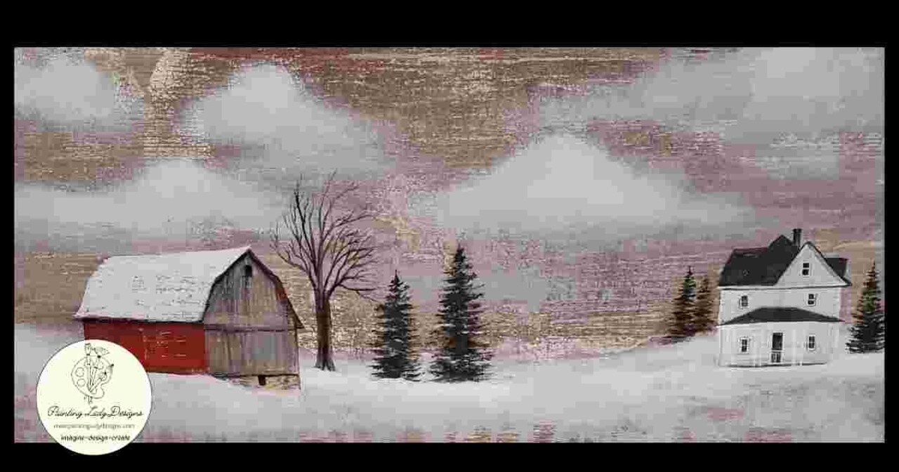 Country Winter Scene -  Art paper for Decoupage and Mixed Media (18x36 inches)